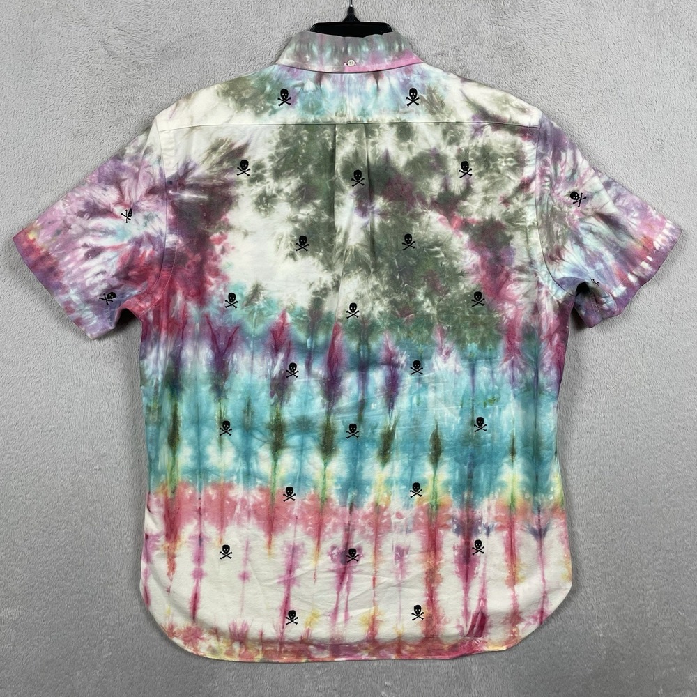 Ralph Lauren Shirt Mens Medium Skull Tie Dye RLPC Short Sleeve Button Down - Picture 3 of 12